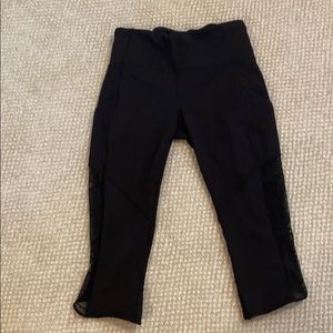 Black lululemon crops with mesh detailing